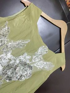 Lime Green Party Wear Long Dress For 32 Bust