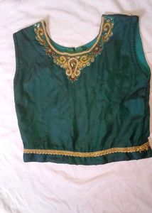 Emerald Green &amp; Gold Dress +Top Combo