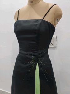 Elegant Black &amp; Neon Green Dress