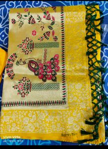 New Unused ChanderiSilk ReshamWork Saree StichedBl