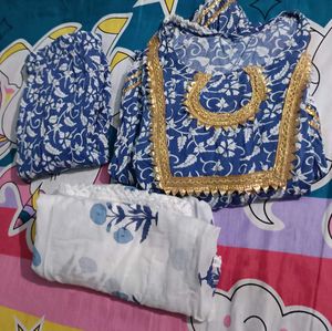 Blue &amp; White Floral Print Dress