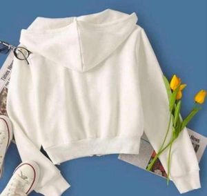 White Cropped Hoodie