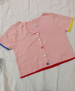 Cutest Korean Pink Crop Top 💗🎀