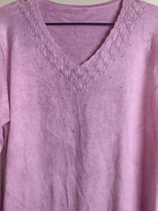 Vintage Pink V-Neck Sweater