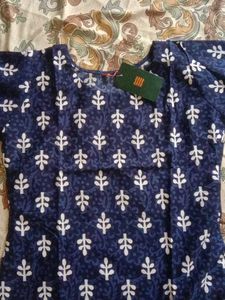 Blue Floral Print Kurta