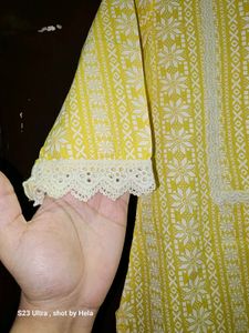 Yellow Embroidered Kurta SIZE 36 TO 38