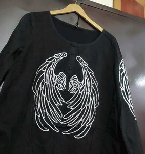 Black Top White Print For Girl Or Woman 34 Bust