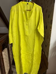 Yellow Embroidered Kurta