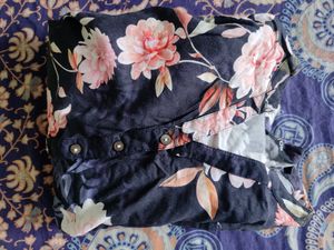 Floral Print Black Kurti