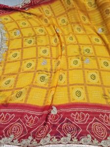 Yellow Bandhani Saree