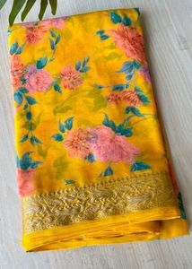 Unused Chinon Chiffon Saree