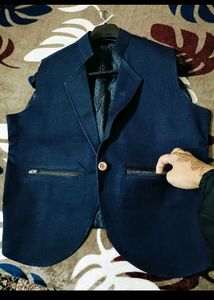 Navy Blue Sleeveless Blazer Vest