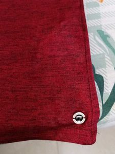 Maroon Red Cold Shoulder Top