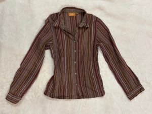 Striped Button-Down brown y2k shirt