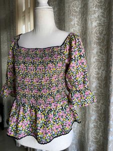 Floral Smocked Peplum Top