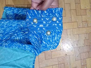 Blue Floral Saree with readymade Blouse