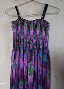 Peacock Print Maxi Dress