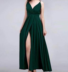 Elegant Emerald Green Slit Gown
