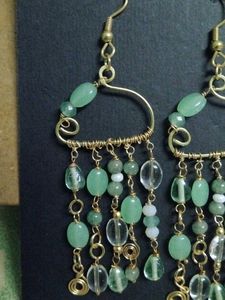 Green Beaded Dangle Earrings