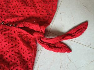 Cut Work And Puff Sleeve Top
