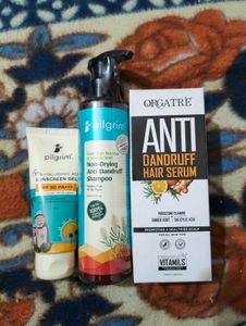 pack of 3,sunscreen, anti dandruff shampoo & serum