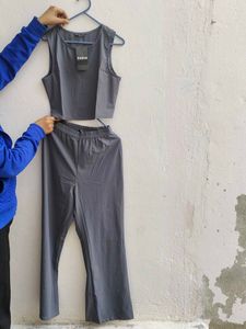 Gray Sleeveless Co-ord Set