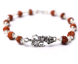 Real Silver Shiv Charm Rudraksha Bracelet