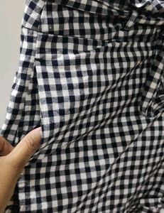 Checked Black N White Shorts