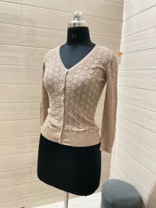 Vinatge Beige Knit Cardigan