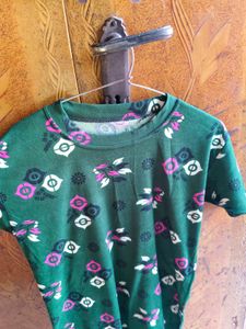 Green Printed Night Suit