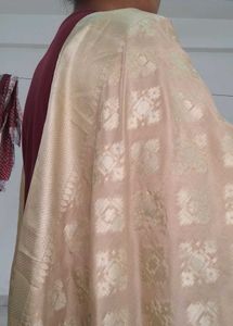 Beige With Golden Embroidered Dupatta