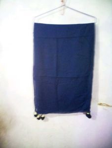 Navy Blue Duppata With Latkan