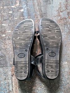 Walkmate Black Embellished Sandals