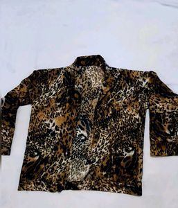 Animal Print Mock Neck Top