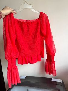 🧨Smocked Off-Shoulder Mesh Top-ONLY 139
