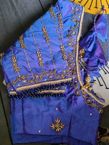 Stunning Work Blouse With Blue 💙 And 💜 Mixed Col