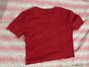 Red Cherry Embroidered Crop Top