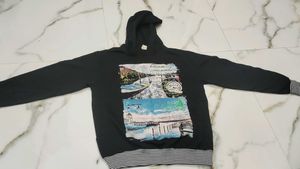 Graphic Print Black Mens Hoodie