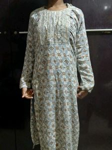 Patterned Long Sleeve Kurti