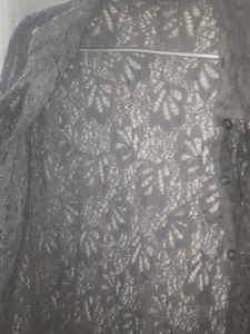 Lacy Sheer Charcoal Shirt