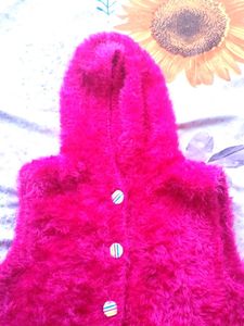 Fuzzy Pink Hooded Vest