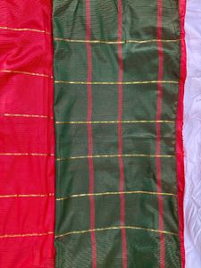 Red &amp; Gold Striped Saree