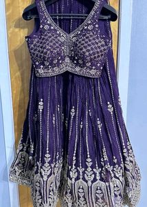 Purple & Gold Embroidered Lehenga Choli Set