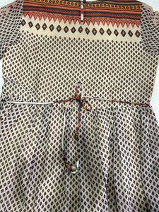Tan and brown printed Kurti style top