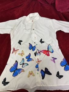 Butterfly Print White Shirt xxl