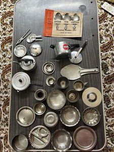 Vintage Miniature Stainless Steel Kitchen Set