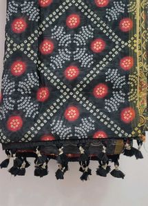 Elegant Black Bandhani Saree