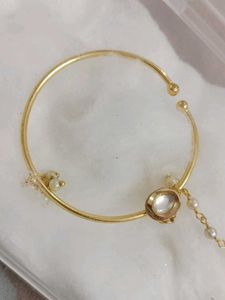 Gold-toned Bangle with Pearl Detail
