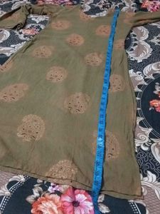 Olive Green Printed Suit