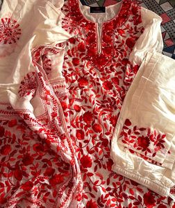 Red Embroidered Suit Set